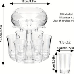 Party Shot Dispenser with 6 Glasses Touchless Liquor Holder for Bar Home