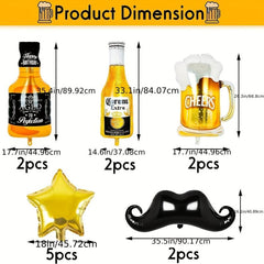 13pcs Beer Wine Glass Whiskey Bottle Balloon Set for Birthday Party