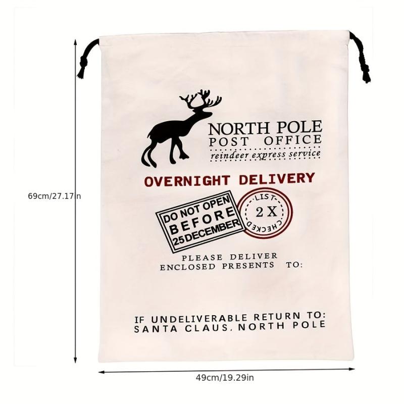 Canvas Santa Sack Large Santa Bags for Christmas with Drawstring