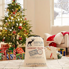 Canvas Santa Sack Large Santa Bags for Christmas with Drawstring