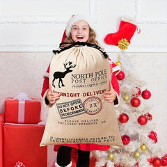 Canvas Santa Sack Large Santa Bags for Christmas with Drawstring