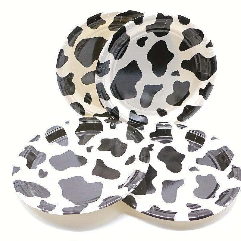Cow Birthday Party Supplies Set - Plates, Cups, Napkins, Tablecloth - Farm Theme