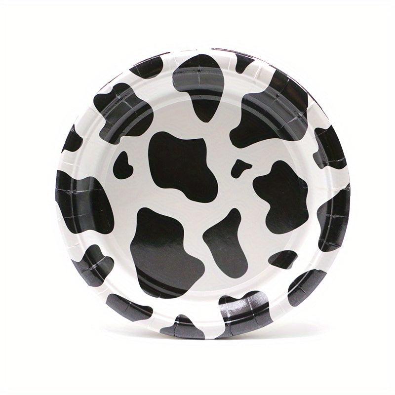 Cow Birthday Party Supplies Set - Plates, Cups, Napkins, Tablecloth - Farm Theme