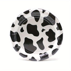 Cow Birthday Party Supplies Set - Plates, Cups, Napkins, Tablecloth - Farm Theme