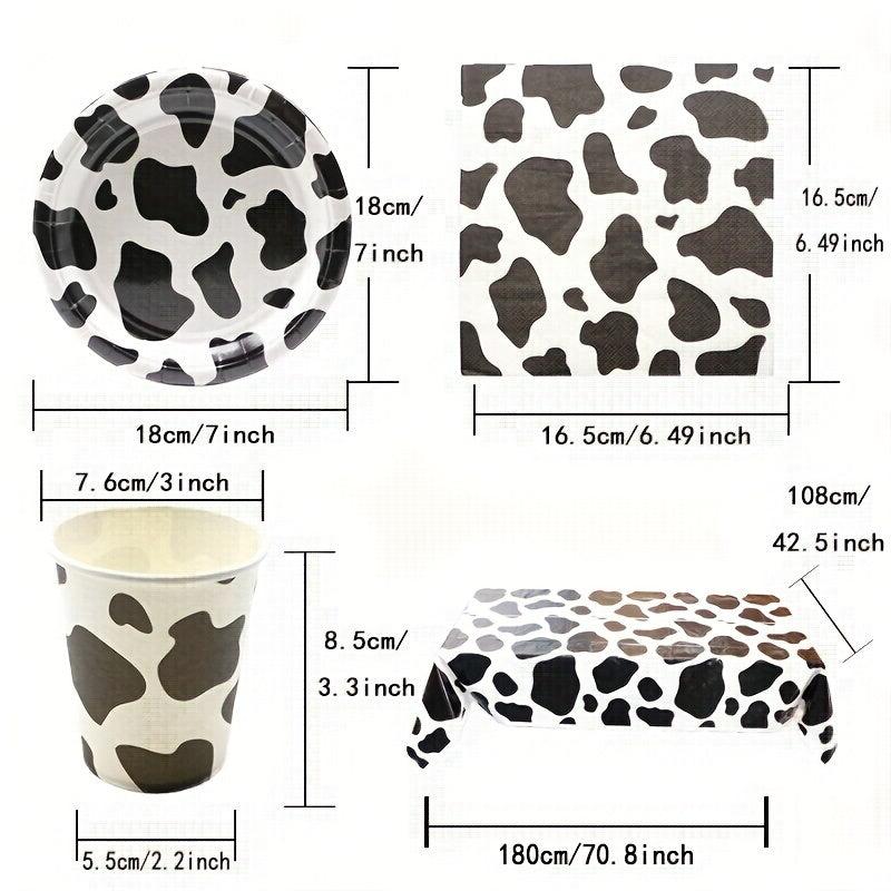 Cow Birthday Party Supplies Set - Plates, Cups, Napkins, Tablecloth - Farm Theme
