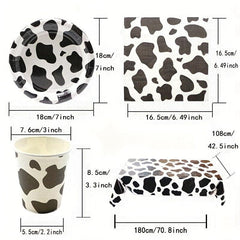 Cow Birthday Party Supplies Set - Plates, Cups, Napkins, Tablecloth - Farm Theme