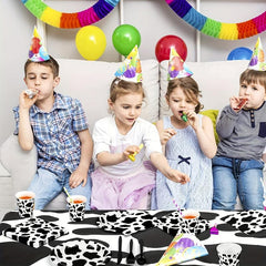 Cow Birthday Party Supplies Set - Plates, Cups, Napkins, Tablecloth - Farm Theme