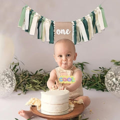 1st Birthday Boy Highchair Banner Baby Shower Party Decor