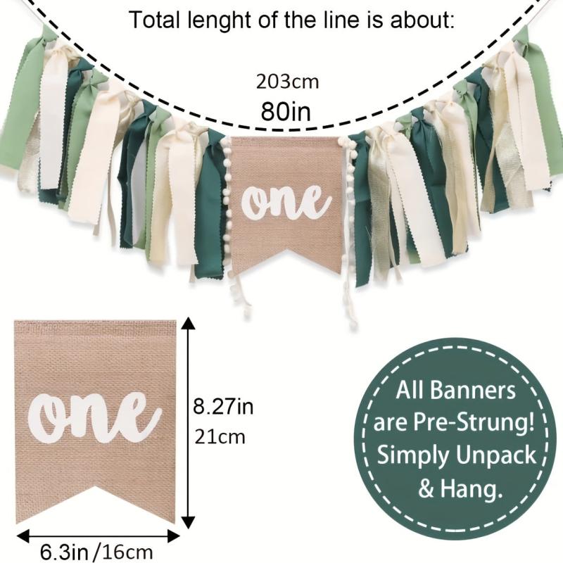 1st Birthday Boy Highchair Banner Baby Shower Party Decor