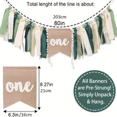 1st Birthday Boy Highchair Banner Baby Shower Party Decor
