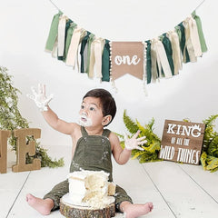 1st Birthday Boy Highchair Banner Baby Shower Party Decor