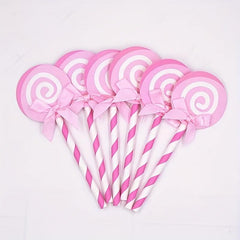 6pcs Cake Decoration Sticks Lollipop Inserts Bow Party Flags Birthday Cake