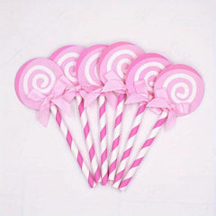 6pcs Cake Decoration Sticks Lollipop Inserts Bow Party Flags Birthday Cake