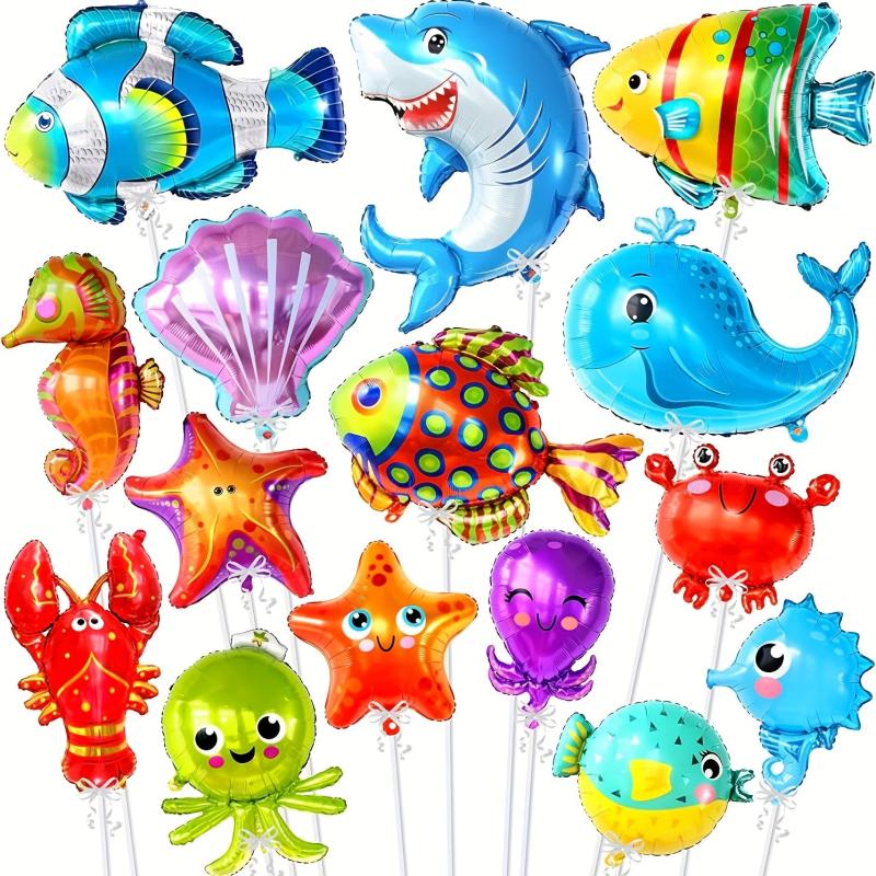 5pcs Ocean Theme Party Balloon Decor with Fish Starfish Octopus Seahorse