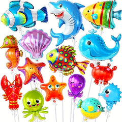 5pcs Ocean Theme Party Balloon Decor with Fish Starfish Octopus Seahorse