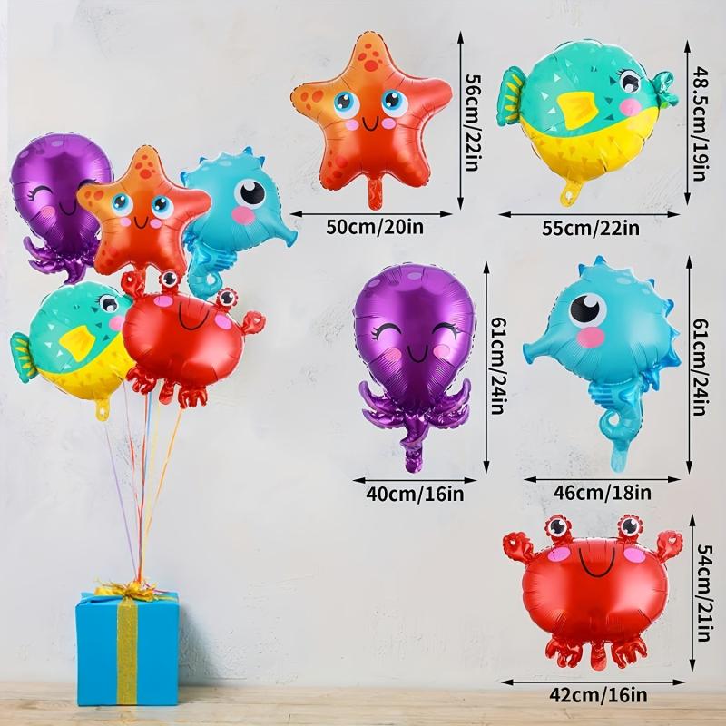 5pcs Ocean Theme Party Balloon Decor with Fish Starfish Octopus Seahorse