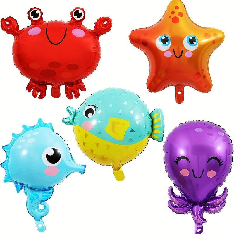 5pcs Ocean Theme Party Balloon Decor with Fish Starfish Octopus Seahorse