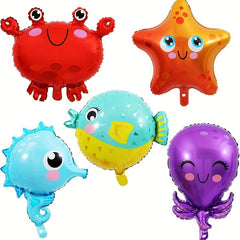 5pcs Ocean Theme Party Balloon Decor with Fish Starfish Octopus Seahorse