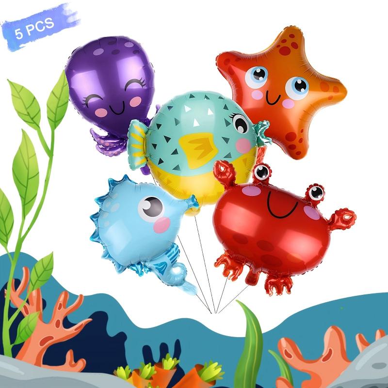 5pcs Ocean Theme Party Balloon Decor with Fish Starfish Octopus Seahorse