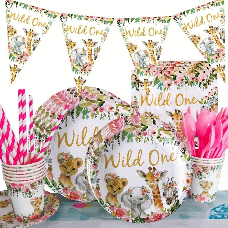 Jungle Birthday Party Supplies - Plates Cups Napkins Tablecloth Cutlery