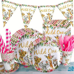 Jungle Birthday Party Supplies - Plates Cups Napkins Tablecloth Cutlery