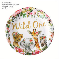 Jungle Birthday Party Supplies - Plates Cups Napkins Tablecloth Cutlery