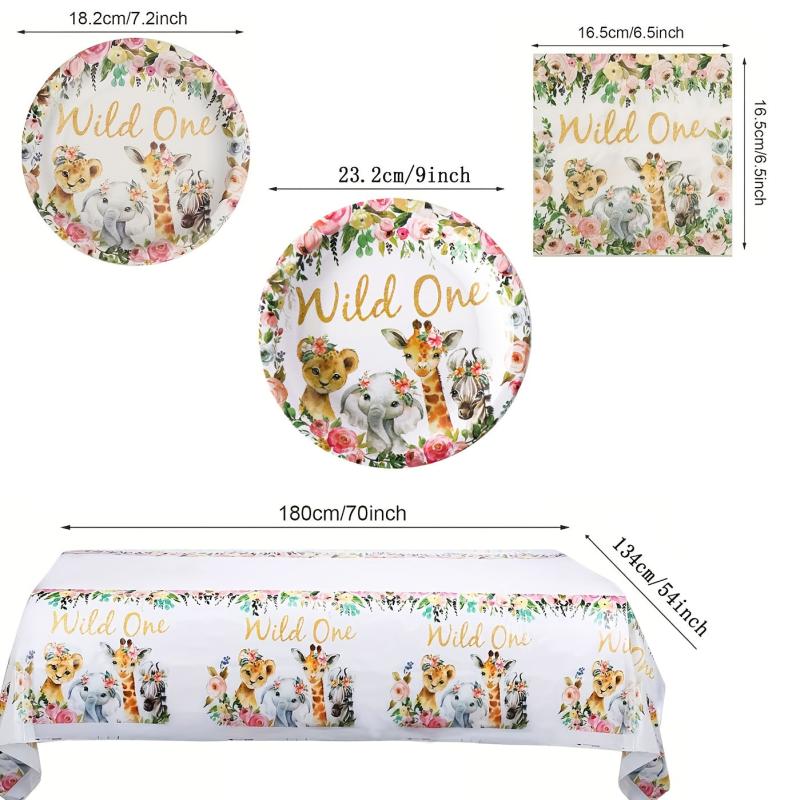 Jungle Birthday Party Supplies - Plates Cups Napkins Tablecloth Cutlery