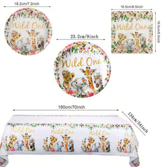 Jungle Birthday Party Supplies - Plates Cups Napkins Tablecloth Cutlery