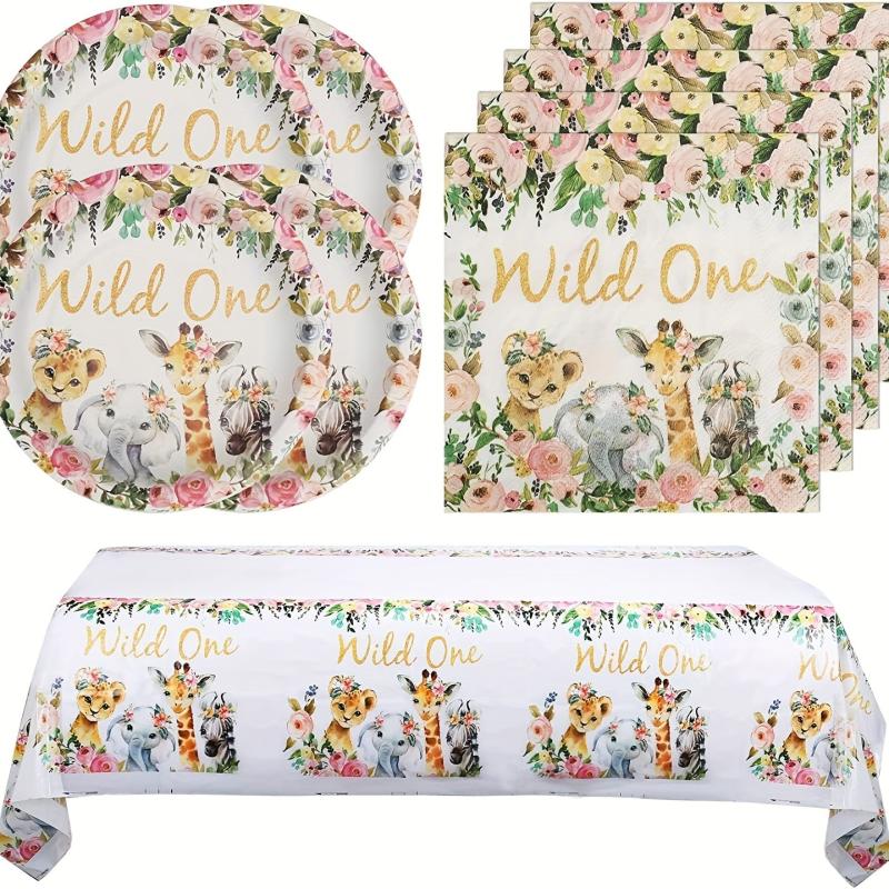 Jungle Birthday Party Supplies - Plates Cups Napkins Tablecloth Cutlery