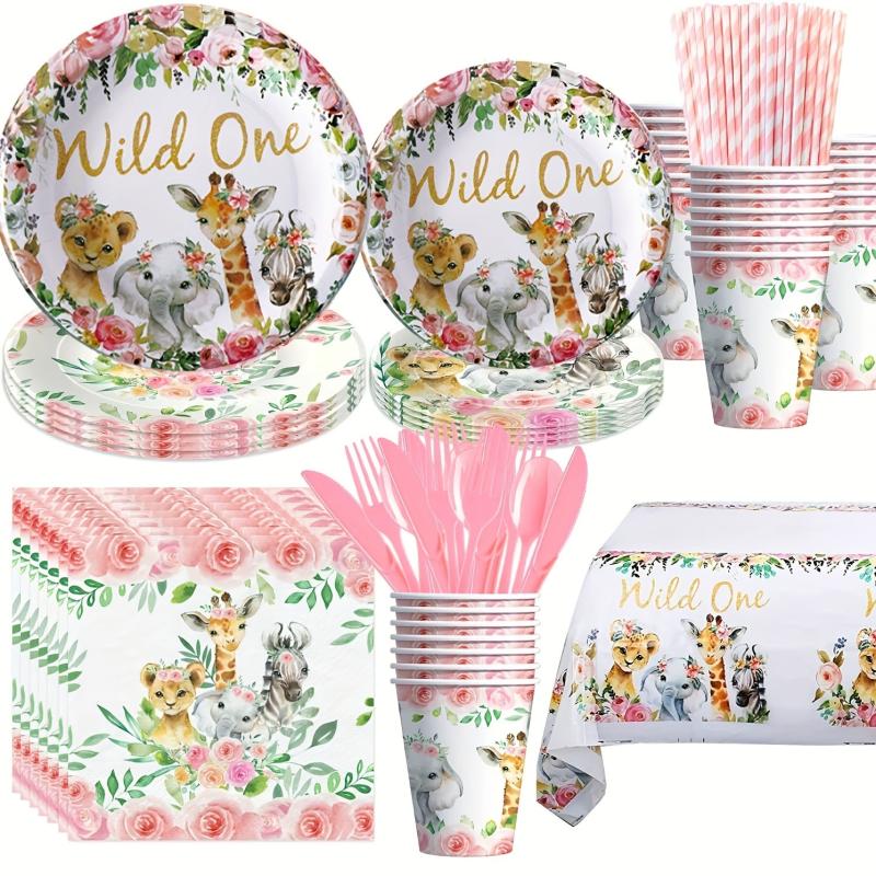 Jungle Birthday Party Supplies - Plates Cups Napkins Tablecloth Cutlery