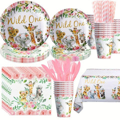 Jungle Birthday Party Supplies - Plates Cups Napkins Tablecloth Cutlery