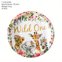 Jungle Birthday Party Supplies - Plates Cups Napkins Tablecloth Cutlery