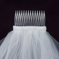 2 Tier Wedding Veil with Ribbon Edge and Comb - Bridal Anniversary Bachelorette
