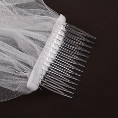 2 Tier Wedding Veil with Ribbon Edge and Comb - Bridal Anniversary Bachelorette