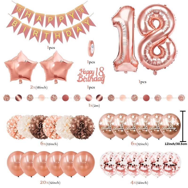 18th Birthday Balloon Kit Rose Gold Bar Mitzvah Party Decorations