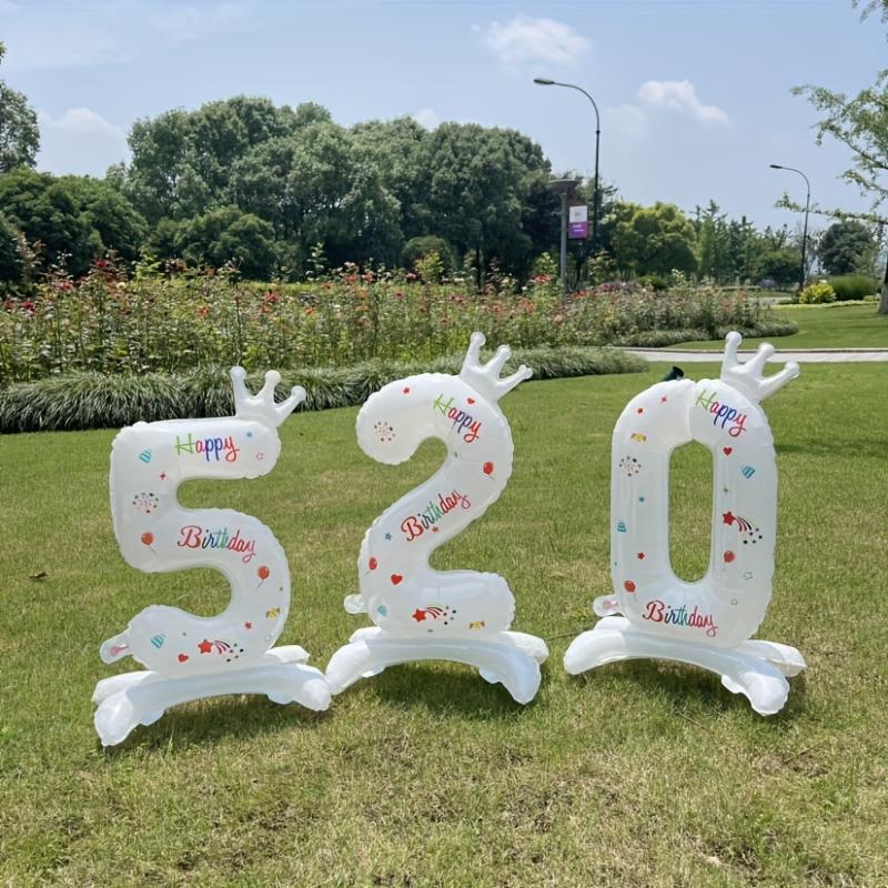 1pc 81 28 Cm Standing Crown Number Aluminum Film