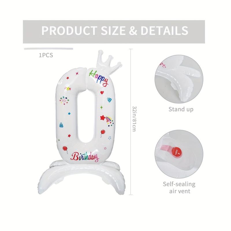 1pc 81 28 Cm Standing Crown Number Aluminum Film