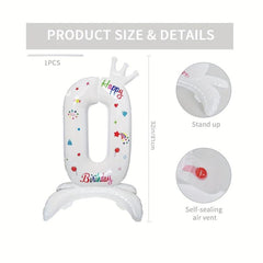 1pc 81 28 Cm Standing Crown Number Aluminum Film