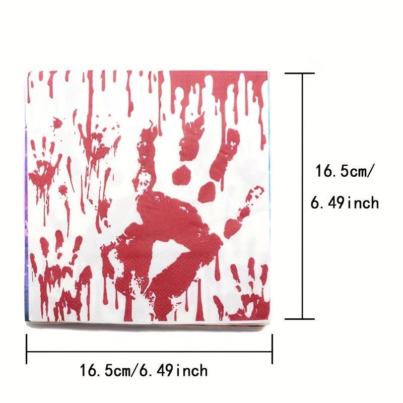 20pcs Halloween Bloody Paper Napkin Scary Blood Handprints