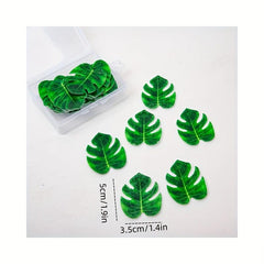 48pcs Edible Tropical Turtle Leaves Cupcake Toppers Palm Leaf Cake Decorations