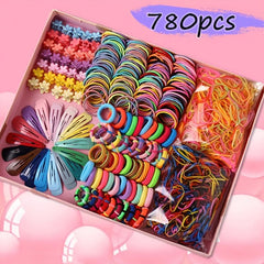 780pcs Girls Hair Accessories Elastic Hair Ties Ponytail Holders Rubber Bands