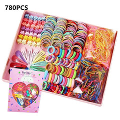 780pcs Girls Hair Accessories Elastic Hair Ties Ponytail Holders Rubber Bands