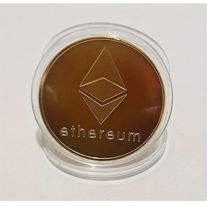 1pc ETH Tabloid Coins Faux Golden Blockchain Digital Currency Bit B Coins Creati