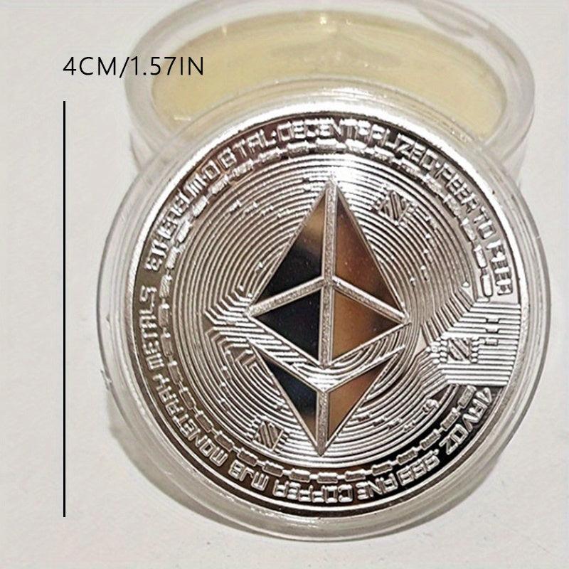 1pc ETH Tabloid Coins Faux Golden Blockchain Digital Currency Bit B Coins Creati