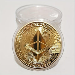 1pc ETH Tabloid Coins Faux Golden Blockchain Digital Currency Bit B Coins Creati