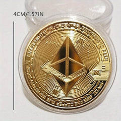 1pc ETH Tabloid Coins Faux Golden Blockchain Digital Currency Bit B Coins Creati