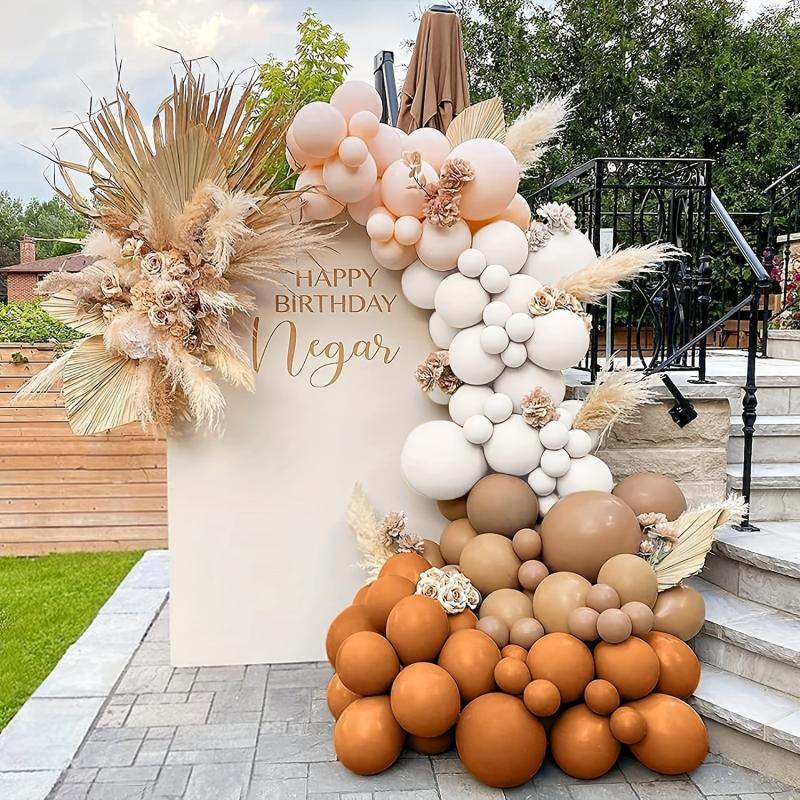 145pc Boho Pastel Balloon Garland Kit Cream Peach Apricot Balloons