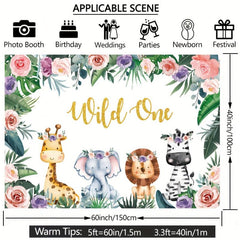 Wild One Backdrop 152 4x91 Jungle Animals 1st Birthday Vinyl Photo Background