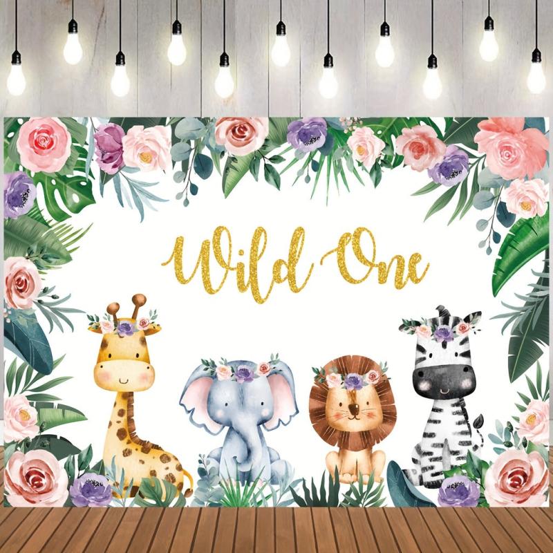 Wild One Backdrop 152 4x91 Jungle Animals 1st Birthday Vinyl Photo Background