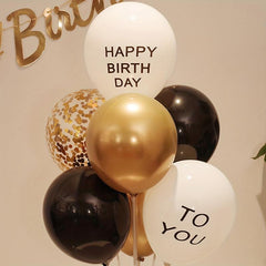 7pcs Birthday Party & Golden Balloon Decor Supplies